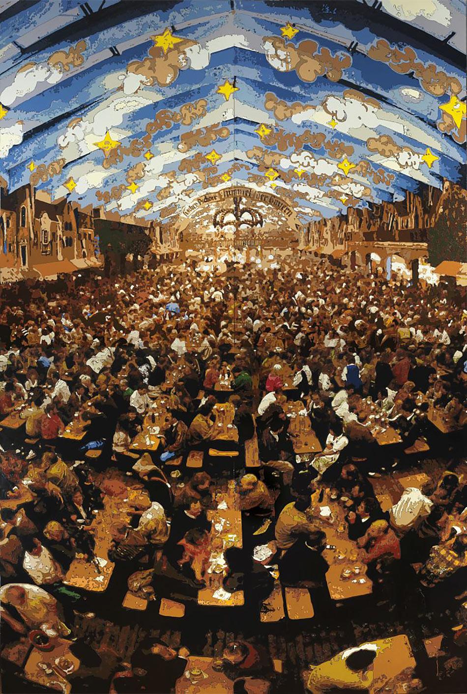 Dorian FitzGerald, Hacker-Pschorr Beerhall, Oktoberfest, Munich, 2005, acrylic and caulking on canvas, 549 x 366 cm. Courtesy of the artist and Clint Roenisch Gallery. Photo by Dorian FitzGerald.