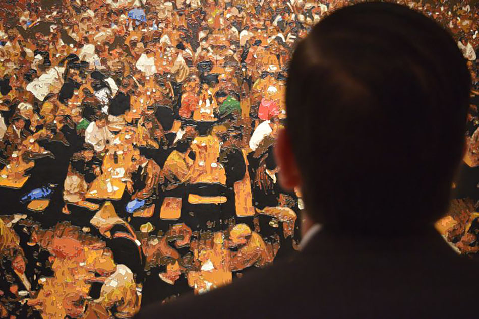 Viewing Dorian FitzGerald’s Hacker-Pschorr Beerhall, Oktoberfest, Munich at the Art Gallery of Hamilton.