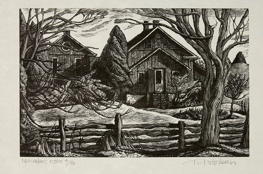 Rosemary Kilbourn (Canadian b. 1931), November Noon, 1984, wood engraving on paper ed. 4/50, Promised gift, 2018